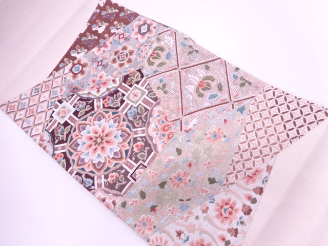 リサイクル　蘇州刺繍切嵌風華紋に花兎模様袋帯